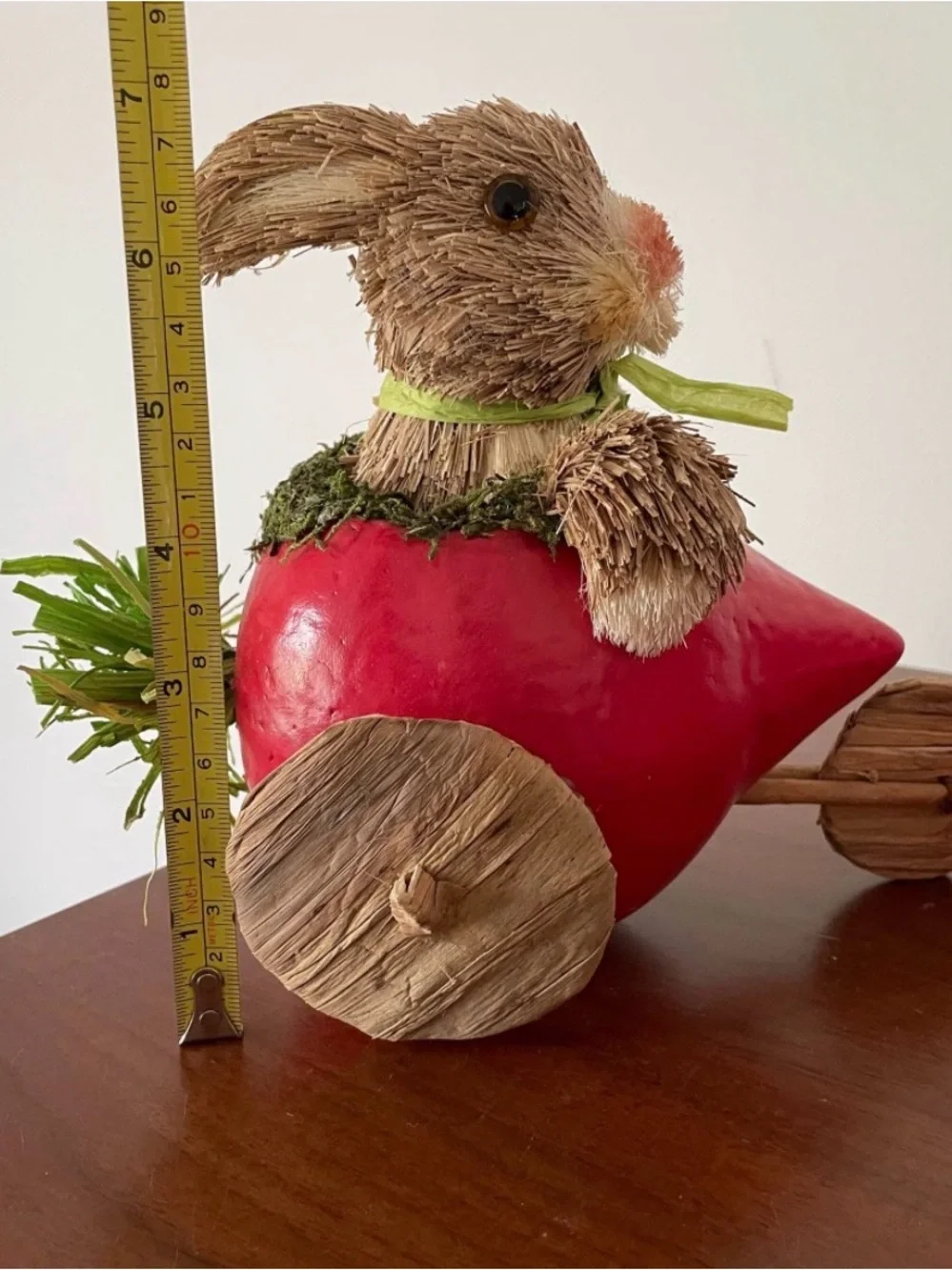 Pier 1 Sisal Rabbit Easter Bunny Riding Turnip